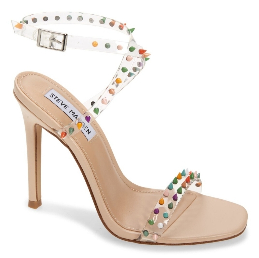 STEVE MADDEN Nuna Spikey Stiletto Heels nude Rainbow 10